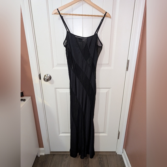 fredericks of hollywood black mesh dress Fredericks of Hollywood Sheer Long Black Panel Slip Dress